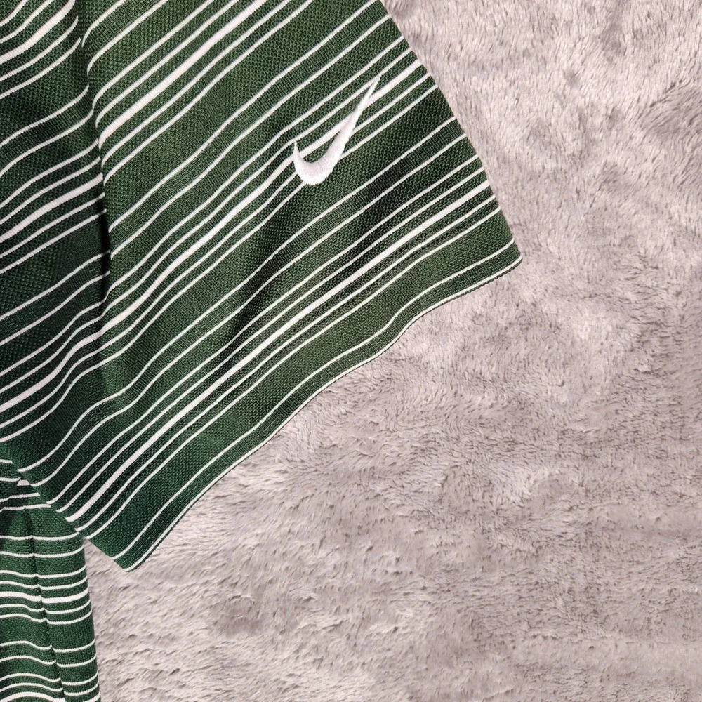 Nike Golf Polo Shirt‎ Mens Medium Green Excellent Striped Dri-FIT 465806-330